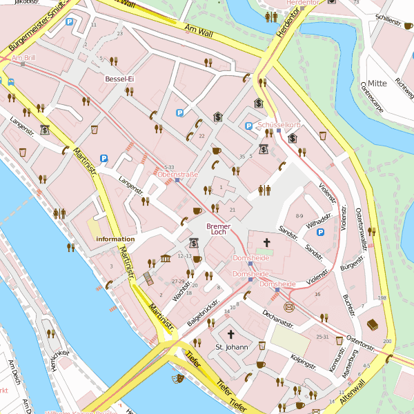 Bremen Stadtplan: SP Touristischer Innenstadtplan mit Sehenswürdigkeiten und Straßenverzeichnis 1:16000